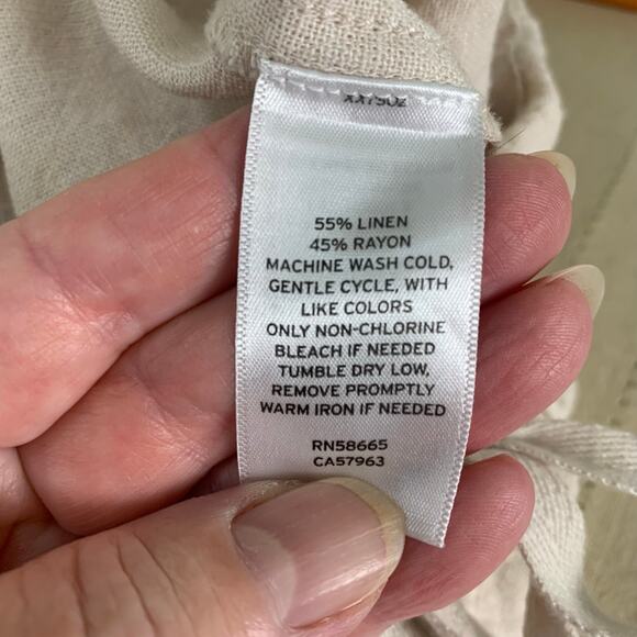 Caslon Size L Women's Drawstring Wide Leg Linen Blend Pants Flax Summer Comfort - Picture 7 of 7